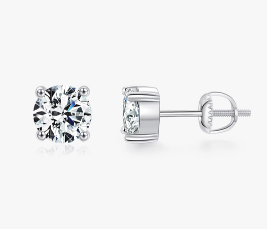 Exquisite Moissanite Lab Diamond Stud Earrings – D Color Options in 1.00Ct & 2.00Ct – Elegant 925 Sterling Silver Jewelry for Women